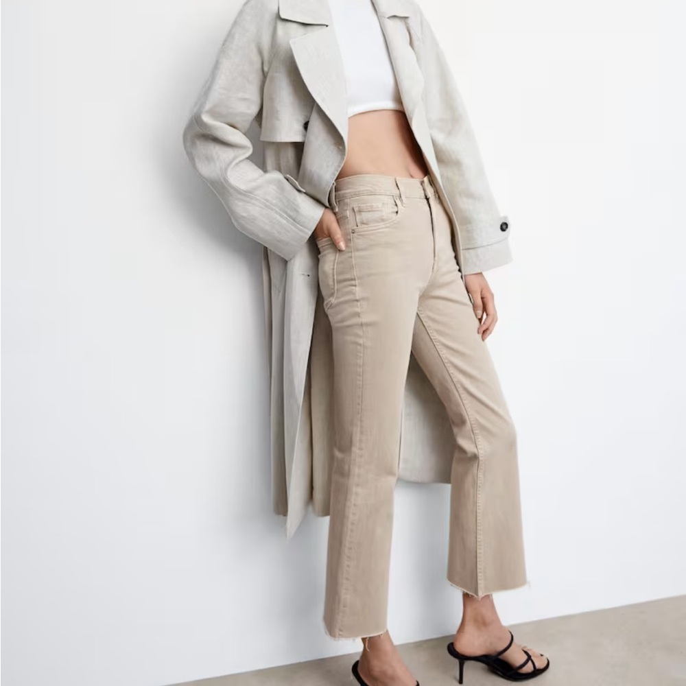 Mango Tan Ankle Cropped Jeans Relaxed Fit